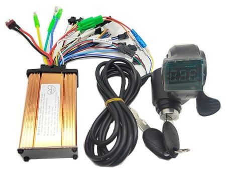 Brushless Motor Controller Bürstenloser Controller for Elektrofahrräder/Fahrräder, E-Bikes und E-Scooter, 24 V, 36 V, 48 V, 250 W, 350 W, 10 A, 12 A, 15 A, 18 A, 20 A, mit Dreh-Daumengashebel E-Bike C