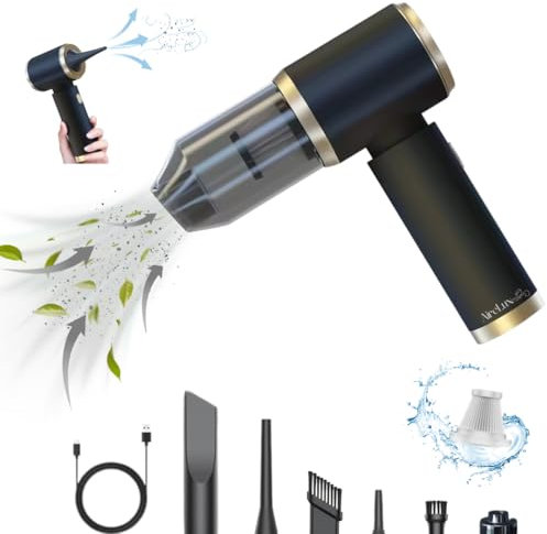 AireLux Car Vacuum Handheld 20000 PA 4in1 Cordless Rechargeable Multi-Functional Compact Powerful Suction Brushless Motor Compressed Air Duster Washable HEPA Filter Mini Home Office Pet Gift Men Women