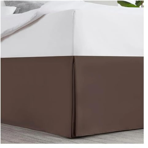 Cmis Kbei Cache-sommier plissé sur mesure en tissu résistant au rétrécissement et à la décoloration - 35,6 cm de hauteur (sans plate-forme) - Marron - 80 x 190 x 35 cm
