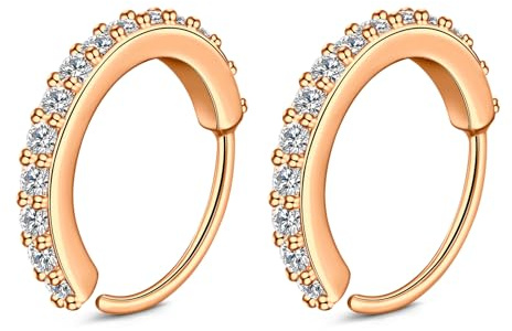 AceFun 2 pièces piercing nez Anneaux 20G acier inoxydable 8mm Septum Rings or rose Anneau à lèvres Tragus Helix Cartilage Daith Rook Sleeper Boucle oreille Bijoux piercing pour femmes hommes