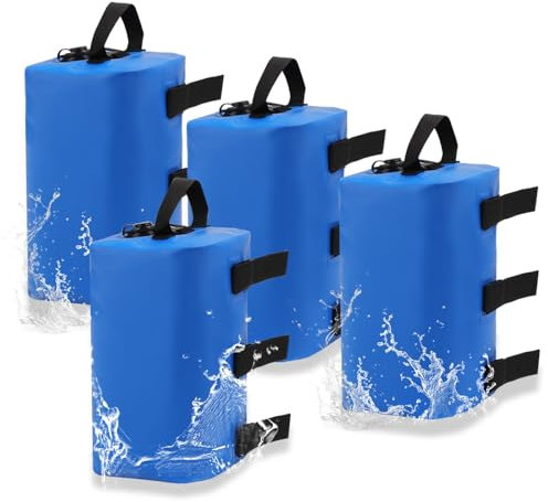 BlyeMichdi 4 Pezzi Borse da Pesi per Piedi Ombrellone Gazebo, 10 L Zavorre ad Acqua per Gazebo, Pesi per Gazebo, Riempibili con Acqua, Adatto per Tende Padiglioni Ombrelloni Scalette per Piscine, Blu
