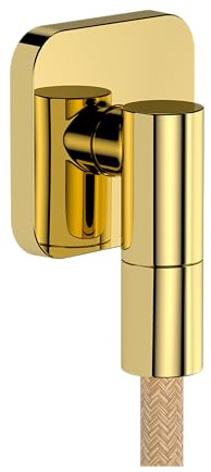 hansgrohe FixFit Fine Q - Schlauchanschluss Dusche, universaler Wandanschluss mit Rückflussverhinderer, Wandanschlussbogen, Polished Gold Optic, 28884990
