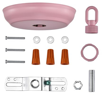 Deckenbaldachin Rosa Ø130x25mm für Pendelleuchten | Deckenrosette inkl. Befestigungsmaterial. Deckt Kabelanschlüsse sauber ab für Pendelleuchten, Hängelampen & DIY