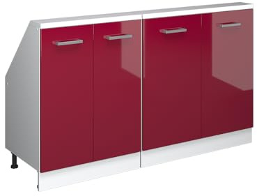 Vicco Dachschrägenschrank-Set Rion, Bordeaux Hochglanz/Weiß, 2er Set