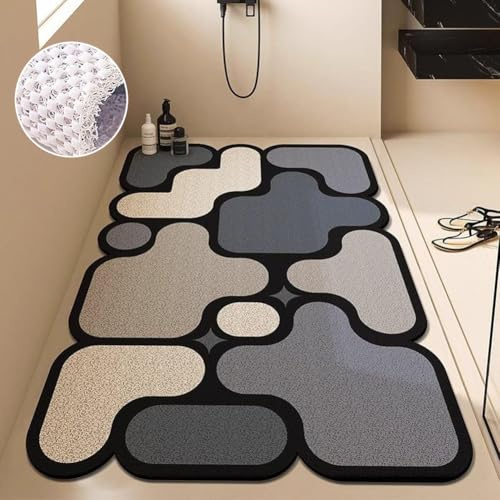 Pevfeciy Duscheinlage rutschfest 40X60 cm Moderne Badezimmermatte Weich Komfort PVC-Luffa Badmatte mit Ablauflöchern Schnell Trocknend Leicht zu reinigende Für Duschkabinen und Feuchträume
