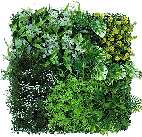 Künstliche Hecke, Sichtschutz, quadratisch, Buchsbaum, Grün, für Gartenzaun, Innen- und Außenbereich, 50,8 cm, 12 Stück