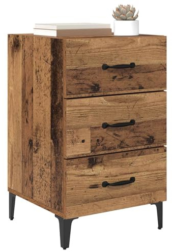 vidaXL Bedside Cabinet Old wood 40 x 40 x 66 cm Engineered wood, Minimalist Nightstand, Compact Bedroom Storage, Contemporary Bedside Cabinet, Functional Table, Stylish Organizing Furniture