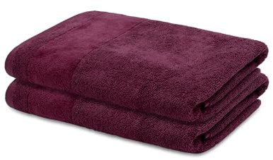 LOOKS by Wolfgang Joop 2X Luxus Handtuch 50x100 cm Burgundy -100% Baumwolle | Doppelpack Badtücher 550 g/m², Aufhänger & Logostick dunkelrot, 2er Set Gästetuch WC Frottee klein, 2 teilig, OEKO-TEX®