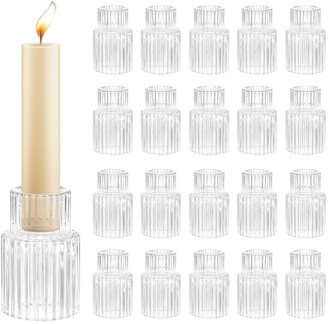 QWORK® 20 Stück Glas-Kerzenhalter, 6CM Teelicht-Kerzenständer, für Hochzeiten, Partys, Wohnkultur