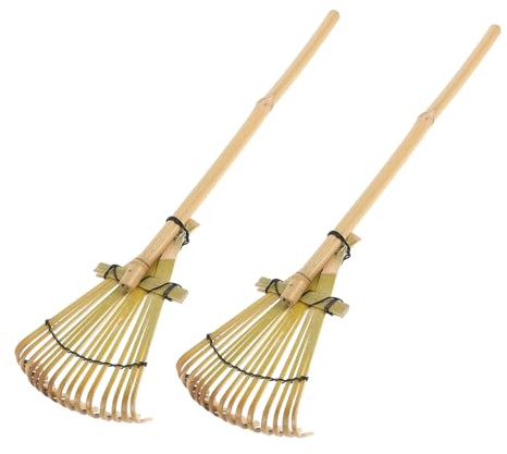 CIYODO 2 Stück Teiliges Bambus Sandrechen Japanischer Gartenrechen für Sandkästen Bonsai Landschaftspflege Kleines Handliches Bambusrechen Werkzeug für Garten und Sandflächen