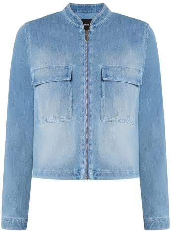 zero Damen Jeansjacke mit Reißverschluss 42, Blue Denim