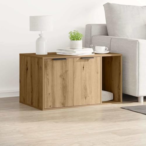 Nqyjm Katzenklo Artisan-Eiche 80x50x45 cm Holzwerkstoff Katzenklo-Schrank für Katzen, Wohnzimmer, Balkon
