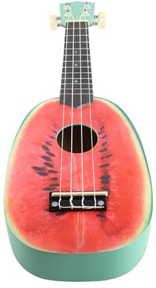 Domary Wassermelone Linde 21 Ukulele 4 Saiten Schönes Buntes Musikinstrument für Kinder Erwachsene (1)
