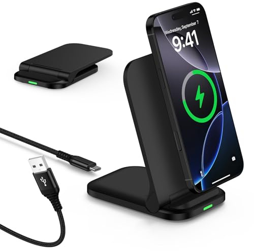 15W Foldable Fast Wireless Phone Charger Stand for Google 10 9 Wireless Charging Induction Charger Station Fast Charging for iPhone 17 16 15 14,Samsung Galaxy S26 Ultra S25+ S24 S23FE S22 S21 Z Flip 7