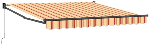 Coespram Tenda da sole a braccio articolato Retrattile per Terrazzo e Giardino Regolabile Manualmente Ombreggiatura in Poliestere 350x250x165cm Giallo e Arancione Righe Esterno