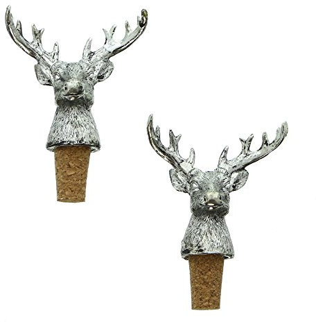 FRANK FLECHTWAREN Flaschenkorken Silberhirsch im 2er Set