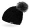 Neverless Damen Strickmütze mit Fell-Bommel und Fleece gefüttert, Kunstfell, Winter-Mütze, Bommelmütze, schwarz Unisize