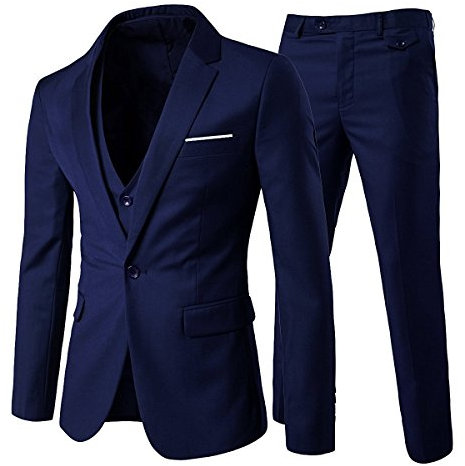 Allthemen Anzug Herren Slim Fit 3 Teilig Anzüge Herrenanzug Sakko für Hochzeit Business Marineblau M