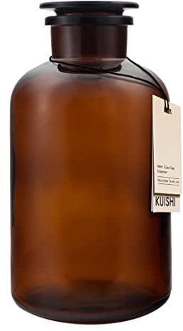 Kuishi - 2 Liter Amber Glass Storage Jar, With Lid, 45% Recycled Glass, Apothecary Jar, Reusable- Eco Friendly- Modern Home Décor- Powder Jar
