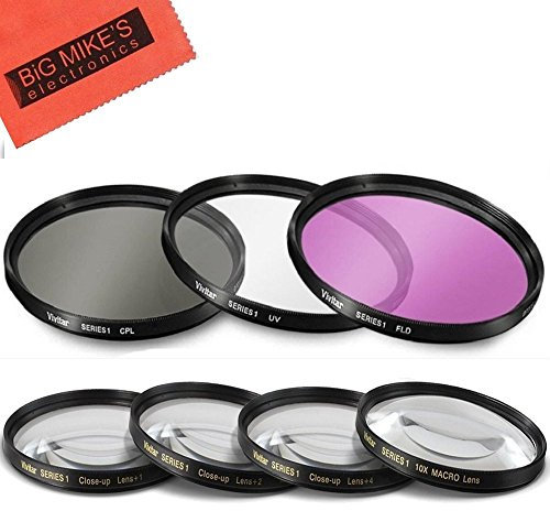 62 mm 7-teiliges Filter-Set für Panasonic DMC-FZ1000 4K Point and Shoot Kamera – inklusive 3 PC-Filter-Set (UV-CPL-FLD) und 4 Stück Nahaufnahmenfilter-Set (+1+2+4+10)