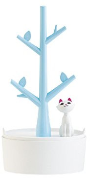 WAYER Katze ringhalter, Schmuckständer Schmuck veranstalter Rack Kreativ Baum Dekor-Ornamente Ring Turm Stand anzeigen-Blau 10x19.3cm(4x8inch)