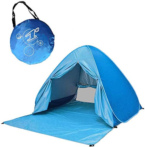 YBK Tech Großes automatisches Pop-Up-Strandzelt, UV-Schutz, tragbar, Sonnenschutz, für 3–5 Personen (blau)