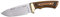 Muela Cuchillo GAVILAN hoja de acero MoVa de 12,5 cm y empuñadura de madera de haya estabilizada para Caza, Pesca, Supervivencia y Bushcraft Realizado en Ciudad Real + Portabotellas de regalo