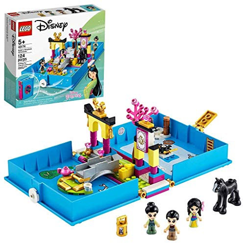LEGO 43174 Disney Princess Mulan's Storybook Adventures Playset with Khan the Horse Figure, Portable Travel Case Toy
