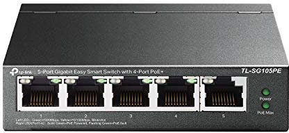 TP-Link Switch PoE Gigabit a 5 porte | 4 porte PoE+ @65W | Easy Smart | Plug & Play | Protezione limitata a vita | Porte schermate | Supporto QoS, Vlan, IGMP e Link Aggregation (TL-SG105PE)