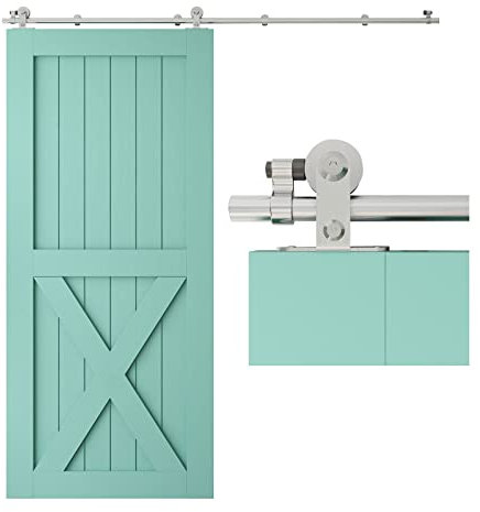 TSMST 5.5FT/168CM Herraje para Puerta Corredera Kit de Accesorios para Puertas Correderas Acero inoxidable