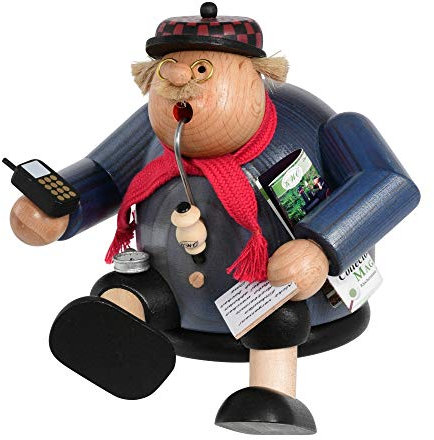 KWO Olbernhau 21446 Räuchermann Kantenhocker, 20 cm