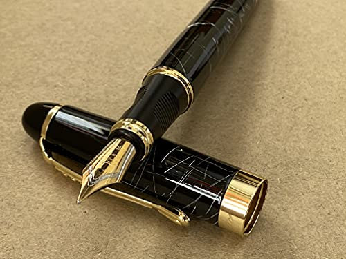 Rhapsody Jinhao x450 Füllfederhalter, 0,5 mm, mittlere Spitze, schwarze und weiße Linien