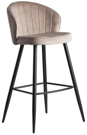 FineBuy Barhocker Samt Hocker mit Lehne, Küchenhocker Skandinavisch Stoff/Metall 110 kg, Design Barstuhl Tresenhocker, Bistrohocker Gepolstert