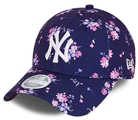 New Era New York Yankees Cap MLB Basecap Blumenmuster Kappe Baseball Damen blau - One-Size