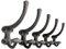 Ambipolar 5-Pack Cast Iron Heavy Duty Double Wall Hooks, Vintage Black Coat Hooks Wall Mounted for Mudroom, Hat Rack, Purse Hooks