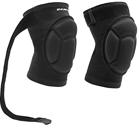 EULANT Knieschoner, Flexy Knieschützer (1 Paar), Knieprotektor für Volleyball Basketball Handball Fußball Mountainbiken Kampfsport Dance Wrestling Joggen Ski Laufen Muay Thai Arbeit (L - Mit Riemen)