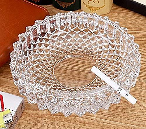 Antlantic Wood Store Round Cut Glass Ash Tray Set of 1 Crystal Clear Glass Ashtray /Cigarettes Ash Tray /Tabletop Ashtray for Home /Office and Hotel /Cigarette Ash Collect Tray/ Glass Smoking Tray