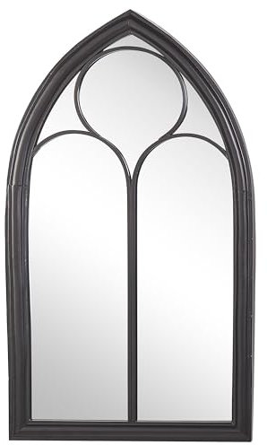 Espejo de Pared de Metal Negro 62 x 113 cm Efecto Envejecido Forma de Ventana Vintage Trelly