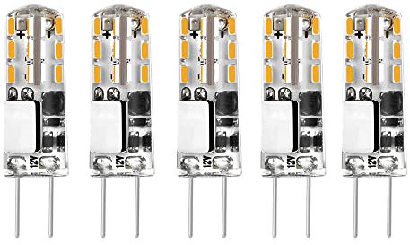 ShuoHui 12 V G4 LED-Lampe, warmweiß, 3000 K AC/DC, 1,5 W / 20 W, Halogen-G4-Kapsel, Ersatz-Bi-Pin-Sockel, JC-Typ, energiesparend, nicht dimmbar, G4-LED-Leuchtmittel (5 Stück)