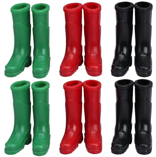jojofuny 6 Paar Miniatur Regenstiefel Puppenhaus ZubehöR, DIY Dekoration FüR 1:12 Puppenhaus, Bunte Schuhe Modell FüR Kinder Spiel Dekore