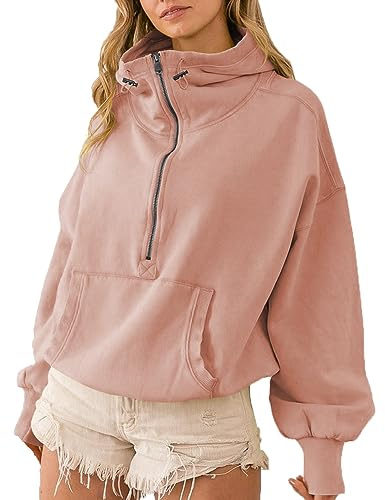 LIAOPUFUS Donna Felpa Sportiva con Cappuccio Tempo Libero Y2K Top Trendsetter di Strada Felpa Corto Lunghezza Vita con Tasche Cerniera