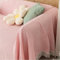 Sofabezug 230x340cm, Waffelmuster mit Quasten Couch Überzug 3 Sitzer Sofa Überzug Kratzfest Rosa Sofabezug für Schlafzimmer