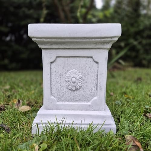 FABRIQ Colonne, socle, piédestal en pierre moulée, gris, figurine en pierre, colonne de fleurs, résistante aux intempéries, solide, solide L : 20 cm l : 20 cm H : 25 cm poids : 17 kg