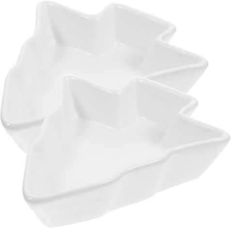 PACKOVE Christmas Tree Shape Plate, Christmas Dishes for Snacks Christmas Tree Fruit Plate for Xmas Holiday (White)