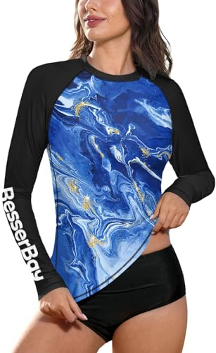 BesserBay Womens Long Sleeve Swimming Summer Sun Protection Quick Dry UV Rash Guard S-XXL