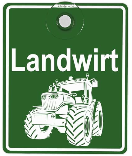 Schilderio Premium Saugnapfschild Schild Landwirt, 3mm Acrylglas, ca.100x120mm, Landwirt mit Traktor Motiv Auto Schild mit 1x Saugnapf 30mm, Autoschild Landwirt zur Befestigung an Autoscheiben innen