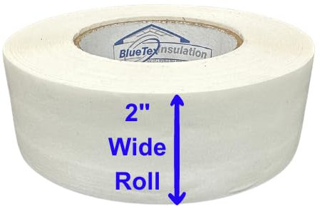 BlueTex Insulation 5,1 cm breit x 50,8 cm lang, weißes Dampfsperrband – für Garagentorisolierung, Kriechräume, Reparaturen, Unterlagennähte, Metallgebäude-Isoliernähte