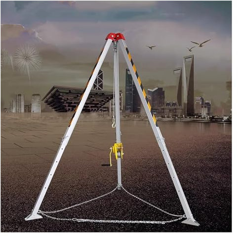 Trépied de sauvetage Trépied de sauvetage et de protection contre les chutes pour espaces confinés, pieds de 7 pi, équipement de levage sur trépied robuste avec treuil de 65 pi, palan de jeu sur trépi