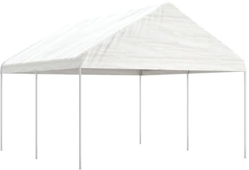 Homgoday Pavillon mit Dach aus Polyethylen, Weiß, 4,46 x 4,08 x 3,22 m, Gartenpavillon, Partyzelt mit robuster Struktur, Pergola Patio, Markise, Pavillons und Gartenlaube