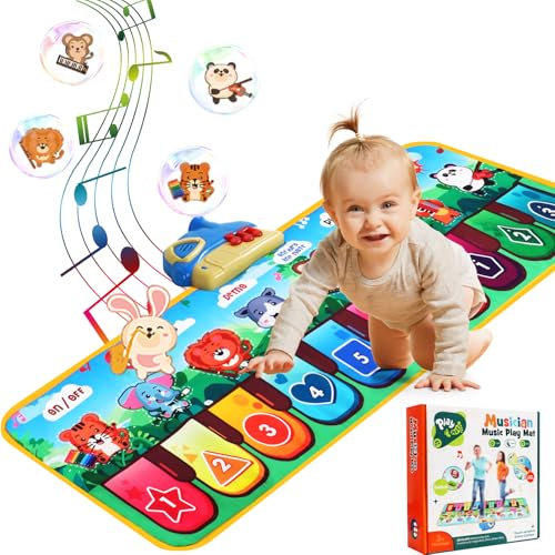 Baby Spielzeug ab 1 Jahr Musikmatte mit 10 Tieren Kinderspielzeug ab 1 2 Jahre Montessori Spielzeug Tanzmatte Keyboard Kinder Geschenke ab 1 2 3 Jahre Mädchen Junge Geburtstag Weihnachten Klaviermatte